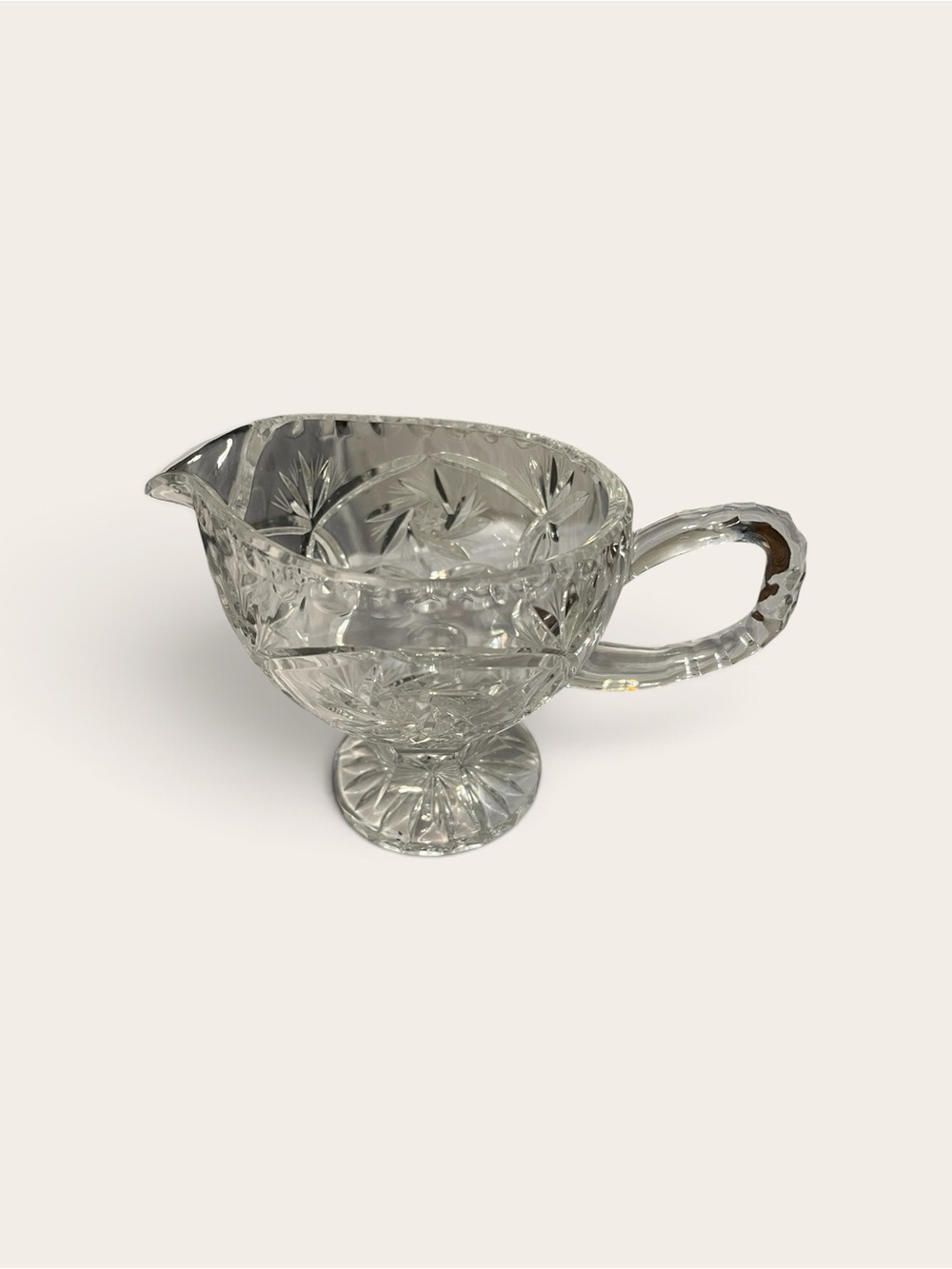 Source Unknown Clear Cut Glass Creamer with Pedestal